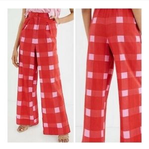 Anthropologie Porridge wide-leg plaid pants